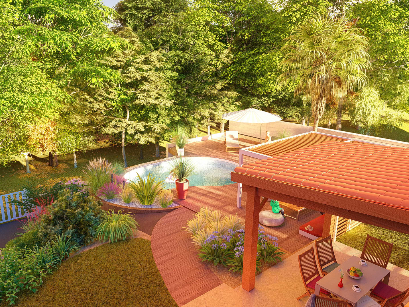 Création de jardin avec piscine et terrasse près de Toulouse